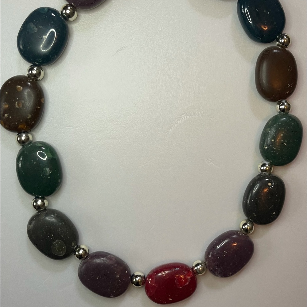 Multi Color Decorative Statement Stone Necklace - image 5